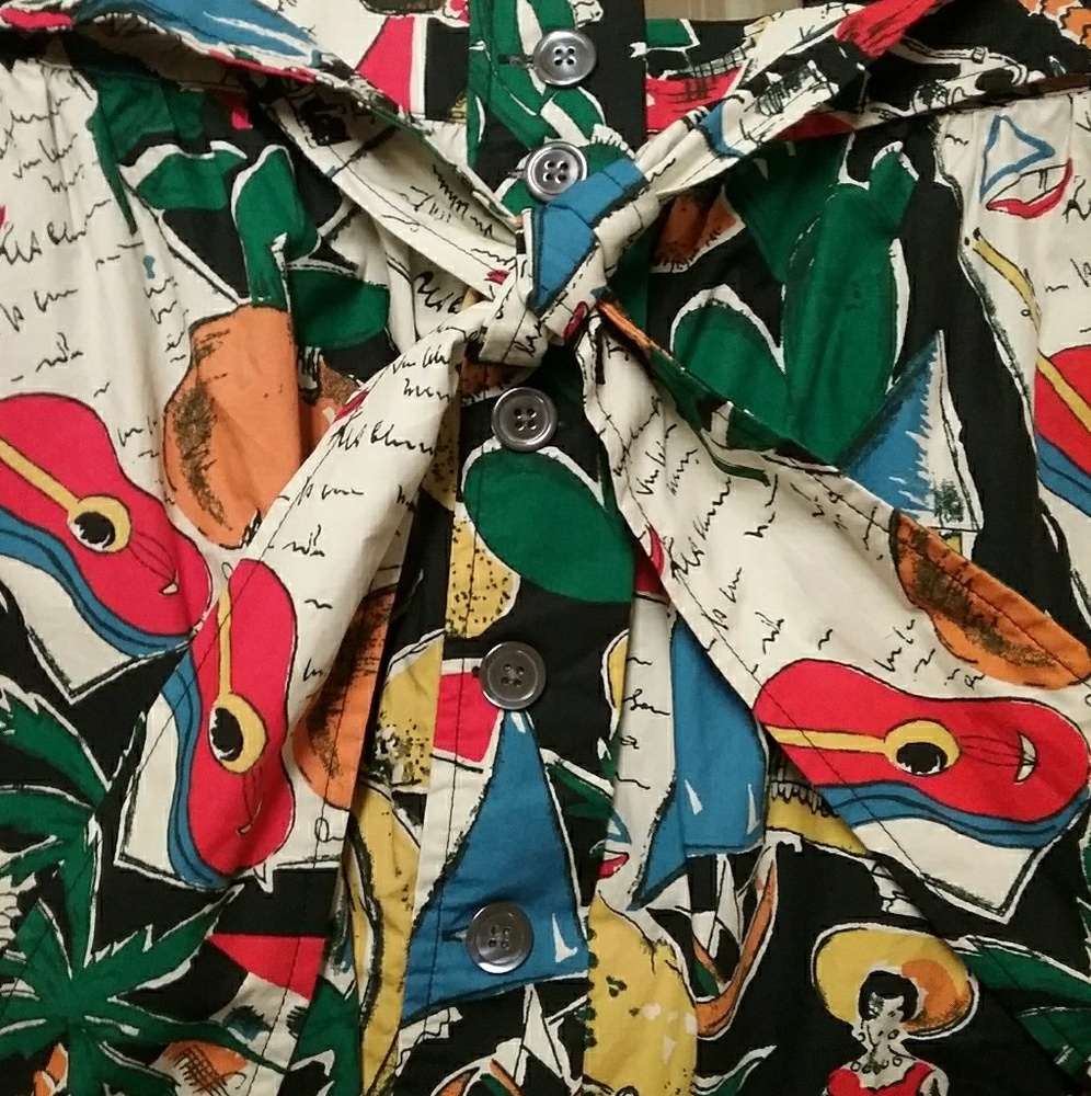 J. CREW Postcard Print Midi Skirt